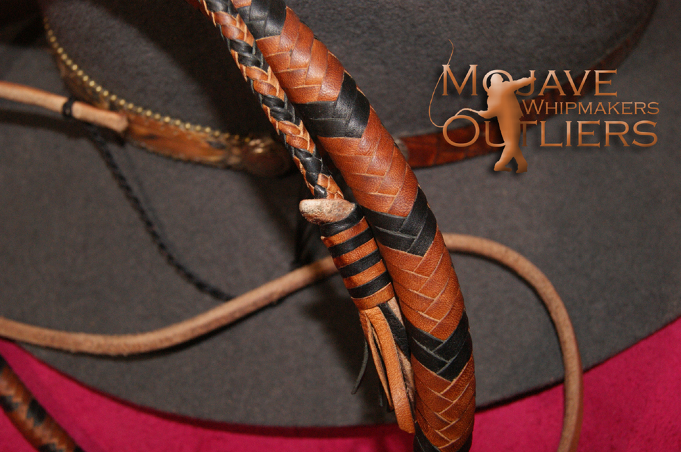 Mojave Outliers Whipmakers Budget Boudoir kangaroo leather mini pocket snake whip fall knot and plaiting detail