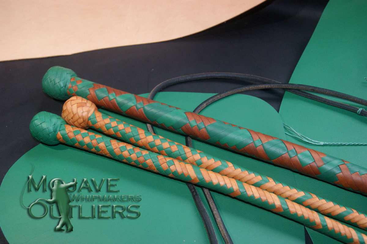Closer up of the handle of the 10ft 16 plait American style bullwhip.